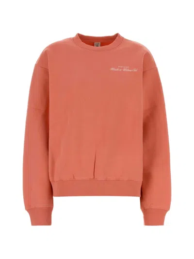 Sporty And Rich Cotton Sweatshirt Crew Neck Relaxed Fit In Pink