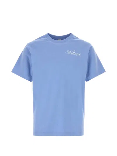 Sporty And Rich Logo-print Cotton T-shirt In Blue