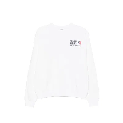 Sporty And Rich Sporty & Rich Logo-print Crew Neck Sweatshirt In White