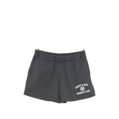 Sporty And Rich Logo-print Elasticated Shorts In Gray