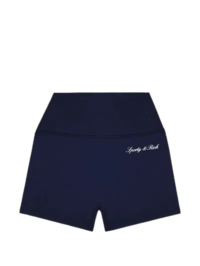 Sporty And Rich Logo-print Mini Shorts In Blue