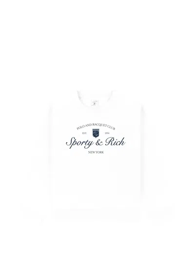 Sporty And Rich Kids' Logo-print Raglan-sleeve Sweatshirt In White