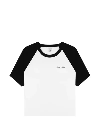 Sporty And Rich Logo-print Raglan-sleeve T-shirt In White