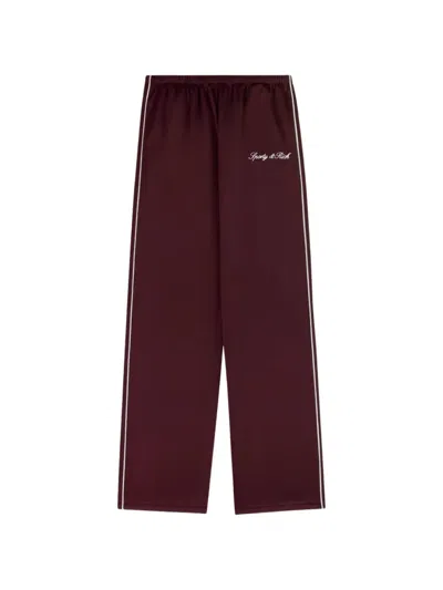 Sporty And Rich Logo-print Side-stripe Track Pants In Burgundy