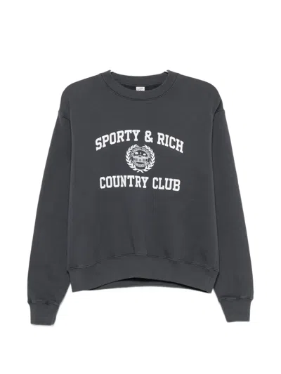 Sporty And Rich Logo-print Sweater In Black