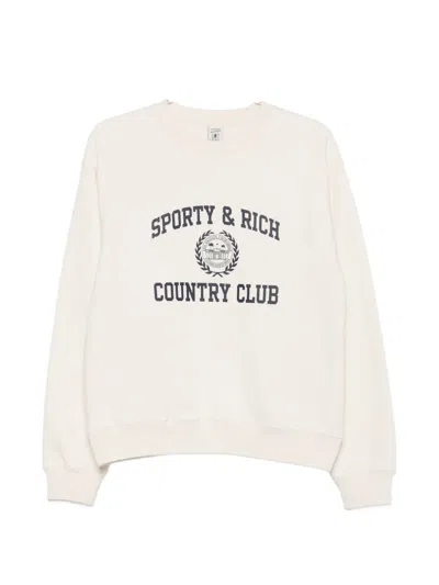 Sporty And Rich Long-sleeved Crew Neck Sweatshirt In Neutral