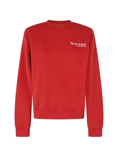 Sporty And Rich Lounge Crew Neck Top Long Sleeves In Red