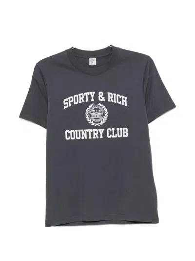 Sporty And Rich Logo-print T-shirt In Gray