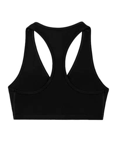 Sporty And Rich Logo-print V-neck Sports Bra In Black