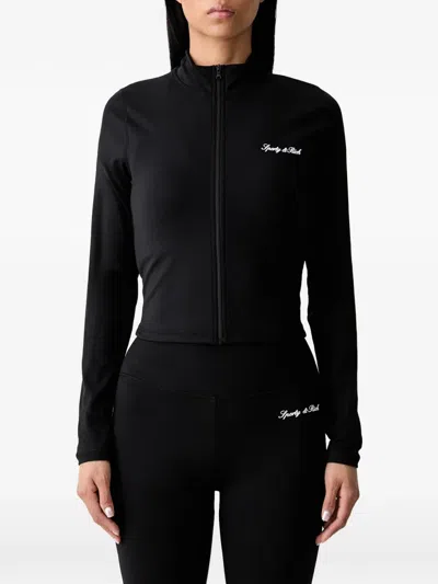 Sporty And Rich Logo-print Zip-up Sweatshirt In Black