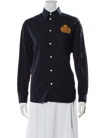 Pre-owned Sporty And Rich Long Sleeve Button-up Top In Blue
