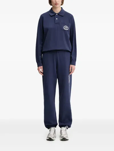 Sporty And Rich Long-sleeve Logo-embroidered Polo Shirt