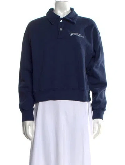 Pre-owned Sporty And Rich Long Sleeve Polo In Blue