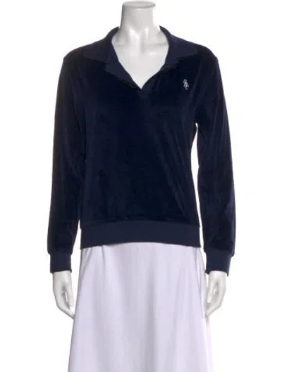 Pre-owned Sporty And Rich Long Sleeve Polo In Blue