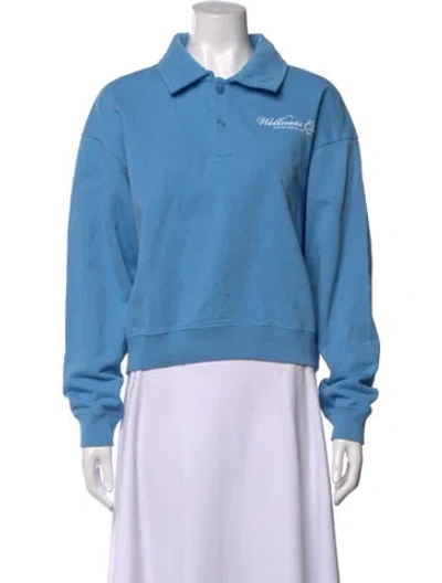 Pre-owned Sporty And Rich Long Sleeve Polo In Blue