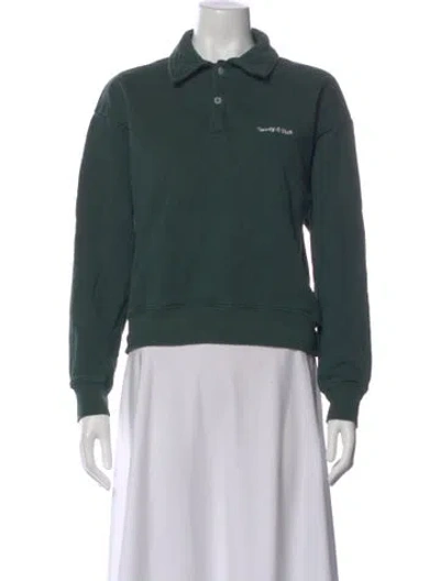 Pre-owned Sporty And Rich Long Sleeve Polo In Green