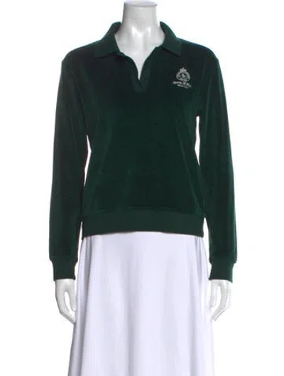 Pre-owned Sporty And Rich Long Sleeve Polo In Green
