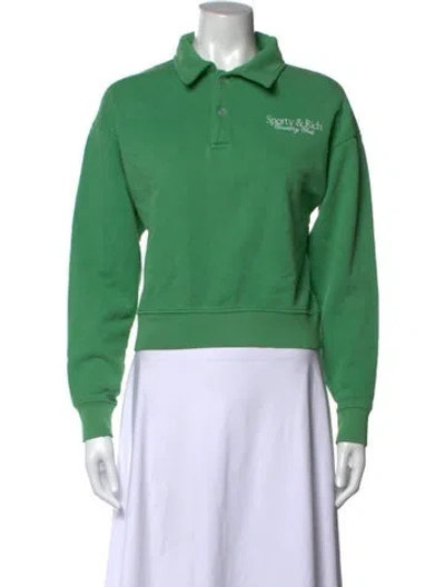 Pre-owned Sporty And Rich Long Sleeve Polo In Green