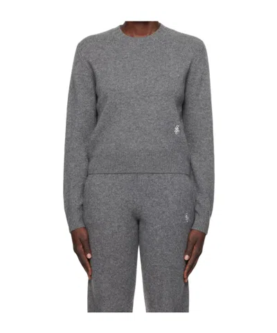 Sporty And Rich Cashmere Crewneck Sweater In Grey