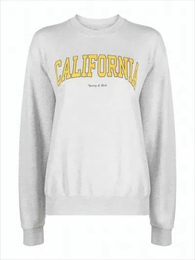 Sporty And Rich Long-sleeve Sweatshirt With Bold California Graphic In White