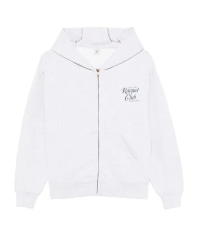 Sporty And Rich Long-sleeved Hooded Sweatshirt In Gray