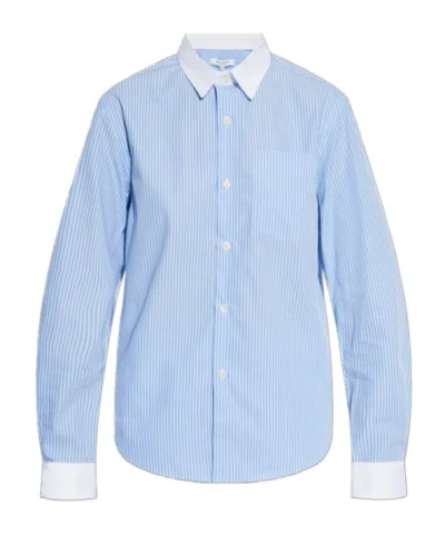 Sporty And Rich Sporty & Rich Classic Striped Button In Blue