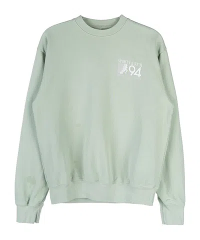 Sporty And Rich Long-sleeved Sweater In Sage/white