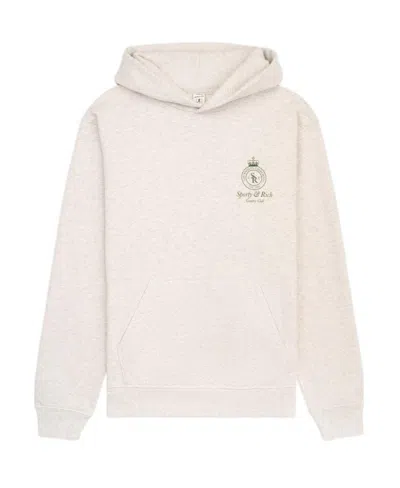 Sporty And Rich Womens Sporty & Rich Eden Crest-print Relaxed-fit Cotton-jersey Hoody In Beige