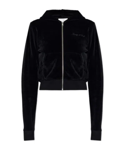 Sporty And Rich Long-sleeve Hooded Sweatshirt In Black