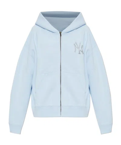 Sporty And Rich Long-sleeve Hooded Sweatshirt In Blue