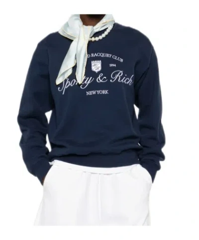 Sporty And Rich Long-sleeved Crew Neck Sweatshirt In Blue