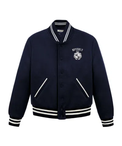 Sporty And Rich Long-sleeved Striped Casual Jacket In Blue