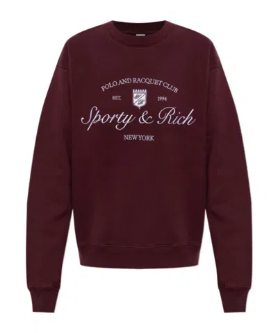 Sporty And Rich Long-sleeved Sweatshirt In Burgundy