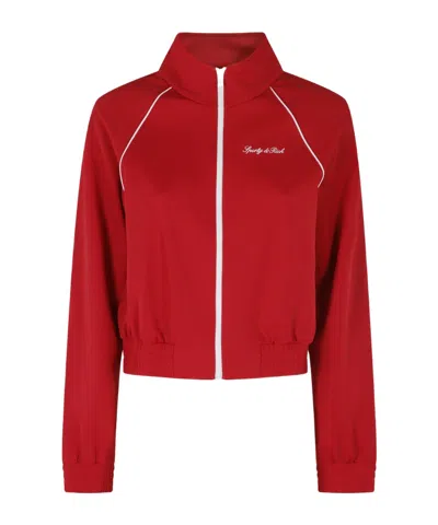 Sporty And Rich Long-sleeved Zip-up Sweatshirt In Red