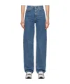 Sporty And Rich Loose Brand-patch Straight-leg High-rise Jeans In Blue