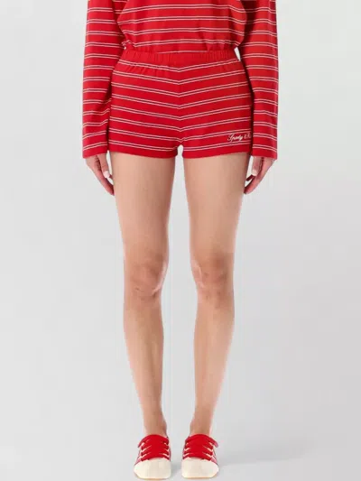 Sporty And Rich Lounge Bottoms Stripe Pattern Elastic Waistband In Red