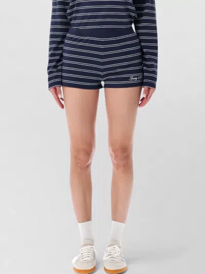 Sporty And Rich Lounge Shorts Striped Pattern Elastic Waistband In Blue