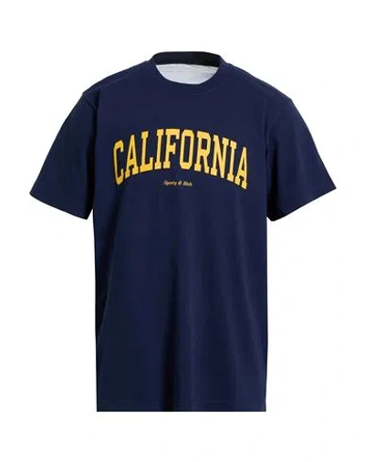 Sporty And Rich Sporty & Rich Man T-shirt Navy Size Xl Cotton In Blue