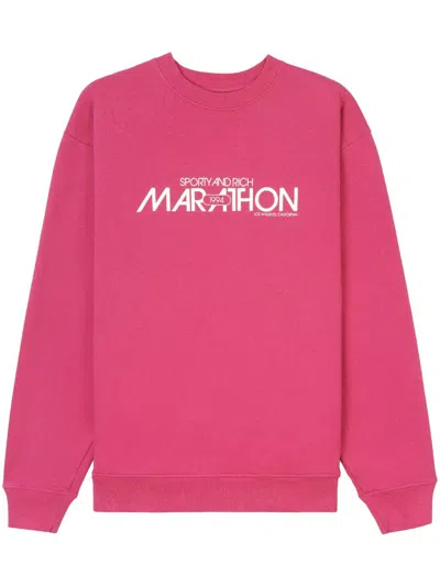 Sporty And Rich Marathon Cotton Sweatshirt In Pink