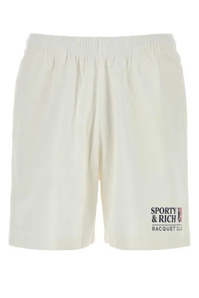 Sporty And Rich Logo-print Elasticated Shorts In White