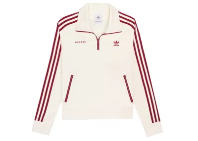 Pre-owned Sporty And Rich Men's Sporty & Rich X Adidas Quarter Zip Track Jacket In Cream/merlot In Multi