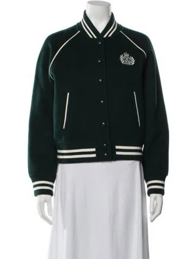 Pre-owned Sporty And Rich Merino Wool Bomber Jacket In Green