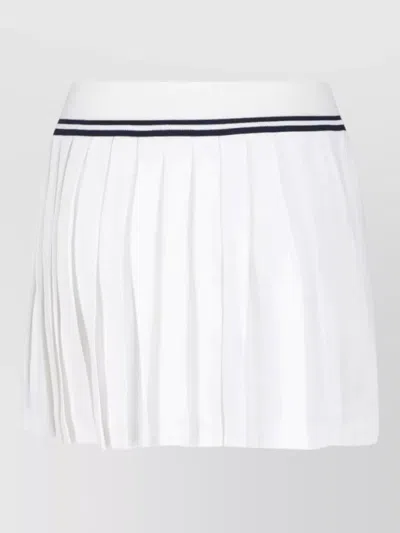 Sporty And Rich Midi Skirt Knee Length Elastic Waistband Pleated In White