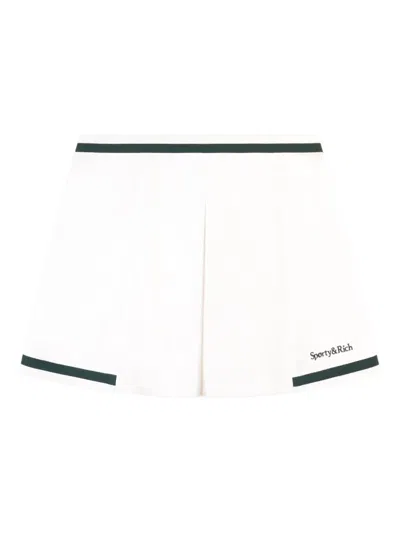 Sporty And Rich Mila Striped Pleated Mini Skirt In White