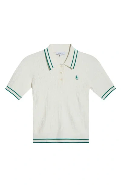 Sporty And Rich Sporty & Rich Mini Cable Polo Top In White