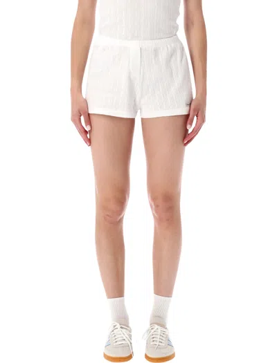 Sporty And Rich Sporty & Rich Mini Pointelle Knit Shorts In Bianco