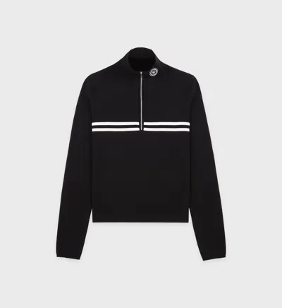 Sporty And Rich Minimal Quarter-zip Sweatshirt In Black