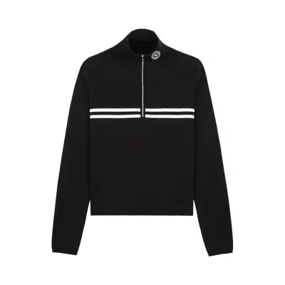 Pre-owned Sporty And Rich Sporty & Rich Minimal Quarter Zip 'black' | Women's Size Xl