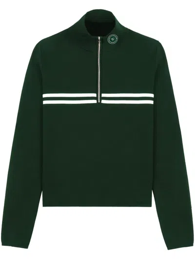 Sporty And Rich Minimal Quarter-zip Sweatshirt In 绿色