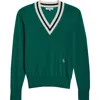 Sporty And Rich Sporty & Rich Minimalist V-neck Merino Wool Sweater In Green